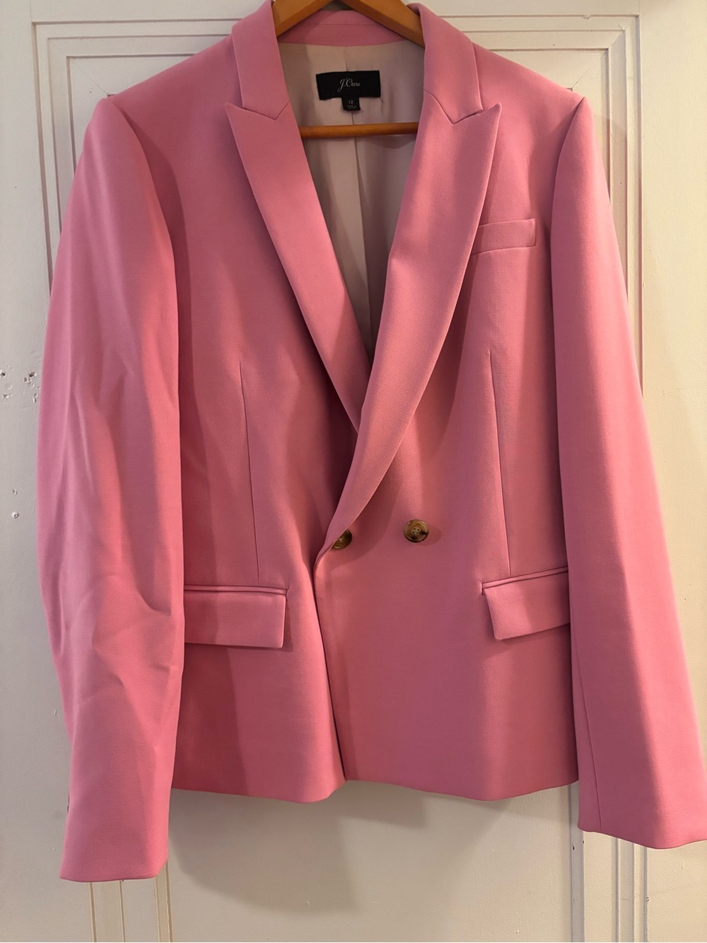 J. Crew Rose Pink Double-Breasted Blazer with Gold Buttons